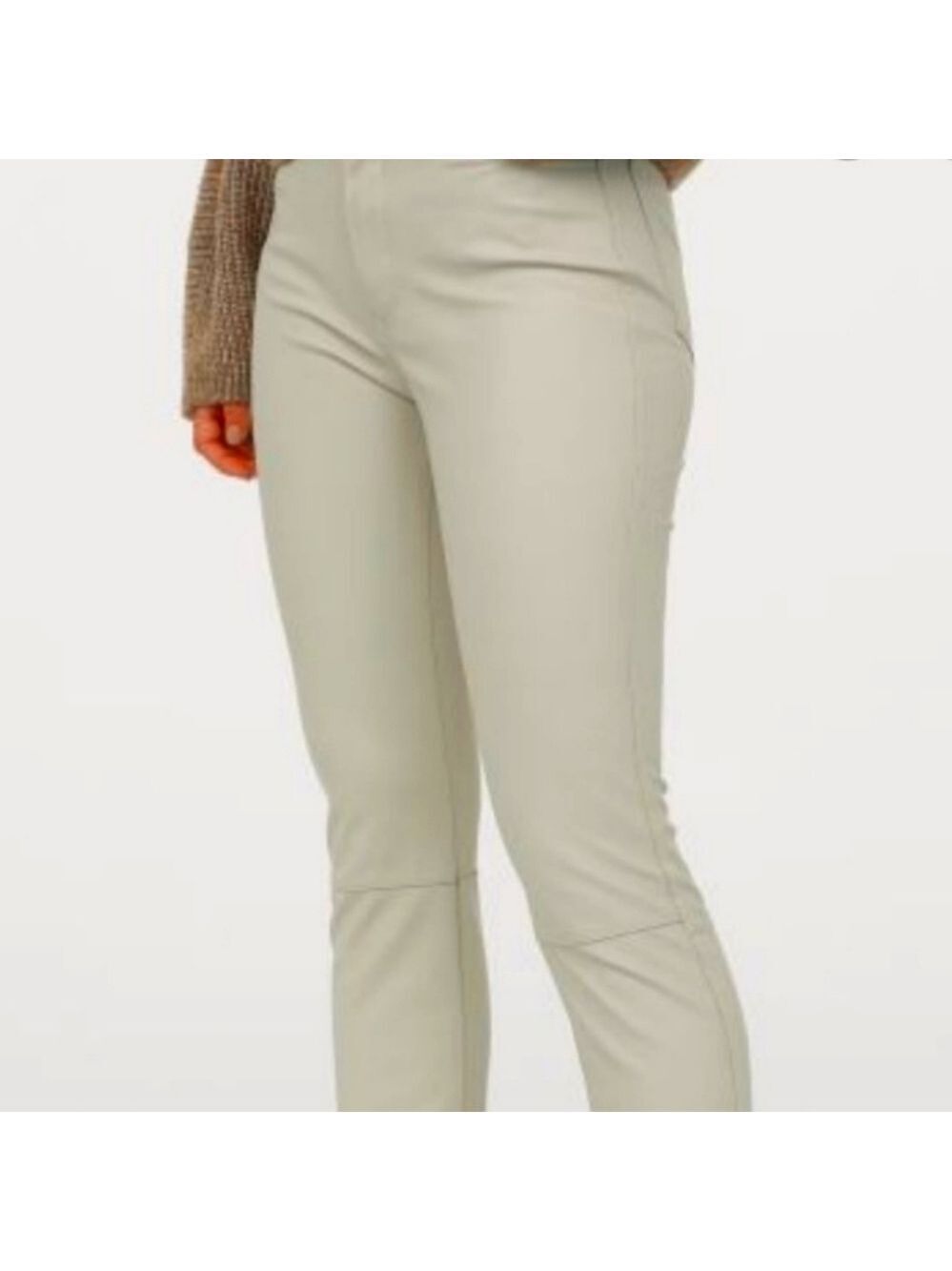 H&M Leather Like Beige Zip Pants Size 8